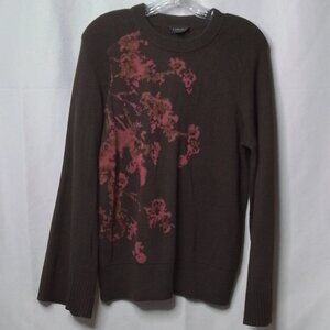 CARLISLE COLLECTIONS BROWN PINK CASHMERE BLEND BELL SLEEVE SWEATER SIZE M